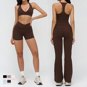 Veste de yoga longue personnalisée respirante à col carré croisé et dos zippé en Spandex/Nylon pour activités de plein air, course et fitness - Product Image 3