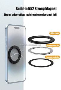 Soporte de teléfono de aleación de aluminio con imán N52 fuerte montable en pared con 2 pegatinas de anillo de Metal Compatible con iPhone Android para cama de escritorio - Product Image 2