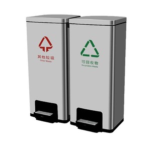 Cubo de Basura de Acero Inoxidable con Pedal, Rectangular, para Reciclaje en Interiores, 30 Litros, Diseño Minimalista - Product Image 5