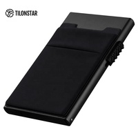 TVC303 dompet kartu kredit, pemegang kartu kredit aluminium ramping Pop-Out, pemblokiran RFID