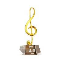 Trophée de Compétition de Piano Musical en Cristal Haut de Gamme, Créatif, avec Note Musicale, Microphone de Chant, pour Hôte, Discours, Voix, Gravé, Offre Spéciale