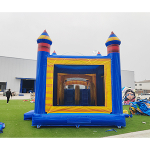 Château Gonflable Commercial Bleu et Jaune à Trois Voies avec Piscine pour Fêtes Estivales et Locations - Product Image 3
