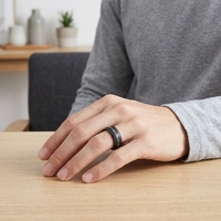 Bague en tungstène avec incrustation de météorite sablée noire pour homme et femme, alliance, design tendance pour fiançailles, anniversaires, cadeau de fête