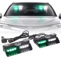 Luces Estroboscópicas LED 2 en 1 para Automóvil, Lámpara de Advertencia de Emergencia, Barra para Parabrisas, 16 Leds, Rojo, Azul, Ámbar, Blanco, Luz Automática