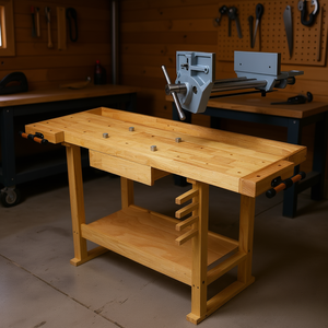 Établi en bois de 55 pouces avec étau à action rapide de 9 pouces pour atelier de menuiserie - Product Image 2