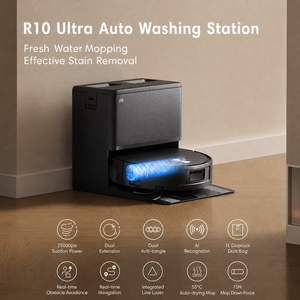 หุ่นยนต์ดูดฝุ่นอัจฉริยะ EU PICEA R10 Ultra 25000pa ระบบนำทางด้วยเลเซอร์ในตัว ป้องกันการพันกัน 55c พร้อมระบบถูพื้นแบบอบแห้งอัตโนมัติ - Product Image 1