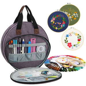 Sac <span class=keywords><strong>de</strong></span> rangement zippé en tissu Oxford pour kit <span class=keywords><strong>de</strong></span> couture, <span class=keywords><strong>broderie</strong></span>, accessoires <span class=keywords><strong>de</strong></span> point <span class=keywords><strong>de</strong></span> croix et tricot manuel – Idéal pour les voyages – Vente en gros - Product Image 5