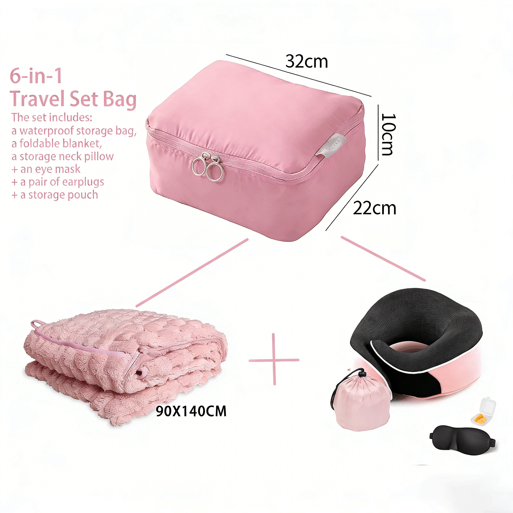Pink travel set small bag