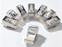 Hochgeschwindigkeits-8P8C-FTP-Transparenter Cat6-RJ45-Kristallkopf-Abgeschirmter Steckverbinder mit vergoldeten Kontaktflächen, 250-550 MHz Bandbreite