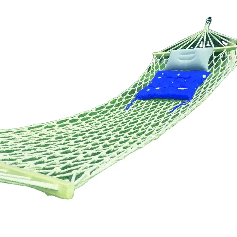 Hamac confortable en maille pour extérieur hamac en corde de coton pour 2 personnes avec épandeur de bois lit hamac large Portable