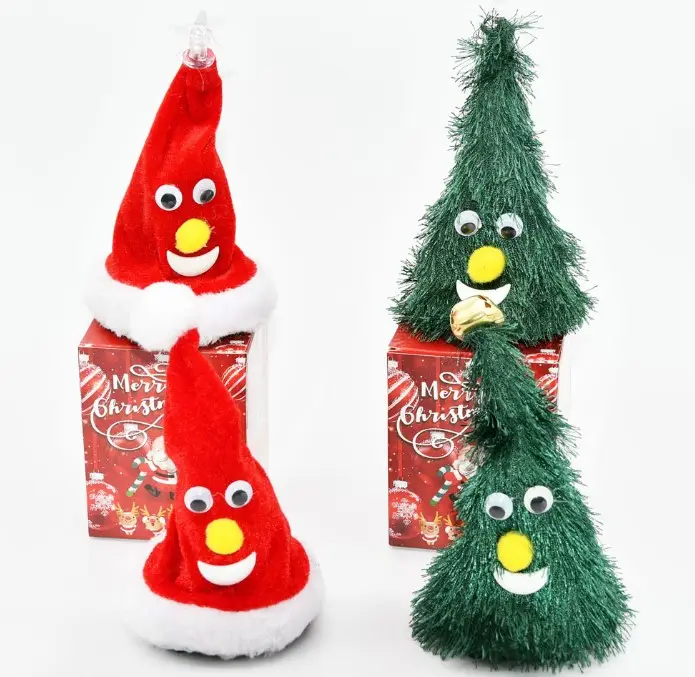 Elétrico papai noel 6 polegadas, balanço, árvore de natal, chapéu de natal, exibe uma novidade e engraçado, brinquedo para crianças