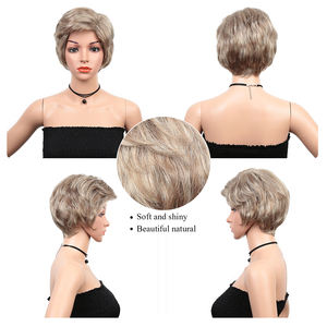 <span class=keywords><strong>Nancy</strong></span>-Peluca de cabello sintético para mujer, <span class=keywords><strong>pelo</strong></span> corto <span class=keywords><strong>rizado</strong></span> con flequillo, fibra ombré, alta temperatura, color blanco - Product Image 3