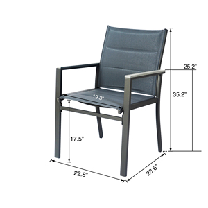 Chaise à bascule moderne <span class=keywords><strong>en</strong></span> <span class=keywords><strong>aluminium</strong></span> gris foncé rembourrée <span class=keywords><strong>en</strong></span> tissu <span class=keywords><strong>Textilène</strong></span>, empilable, pour l'extérieur, idéale pour hôtels, cuisines, jardins <span class=keywords><strong>et</strong></span> salons. - Product Image 6