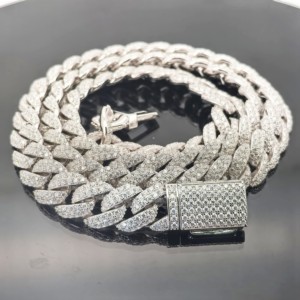 <span class=keywords><strong>Cadena</strong></span> Personalizada de Plata 925 con Moissanita, Estilo Hip Hop, Eslabones Cubanos de 15mm, <span class=keywords><strong>Cadena</strong></span> para <span class=keywords><strong>Hombre</strong></span> con Moissanita VVS - Product Image 3