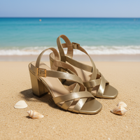 Sandales à talons hauts pour femmes, plateforme épaisse, à brides, gladiateur, talons hauts, sexy, bout ouvert, élégantes, en daim, tendance, été