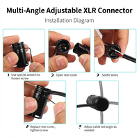 Câble micro XLR professionnel à angle droit, profil bas, court, 3 broches, audio équilibré, tressé en PVC, codé par couleurs pour sonorisation en direct