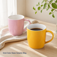 Tasse à café en céramique émaillée colorée 320 ml, six couleurs, tasse en grès brillant pour bureau, hôtel, cadeau d'entreprise, impression personnalisée, vente en gros