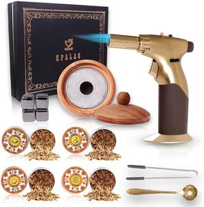 Kit de fumeur de boissons KPALAG à l'ancienne, écologique, en acier inoxydable, 4 saveurs de copeaux de <span class=keywords><strong>bois</strong></span>, whisky, bourbon, outils de bar à cocktails - Product Image 1