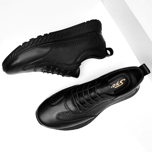 男性用ランニング最小限の靴ウォークジョガージョギングスニーカー牛本革中空エアホールアスレチックロートップレースアップスポーツ - Product Image 3