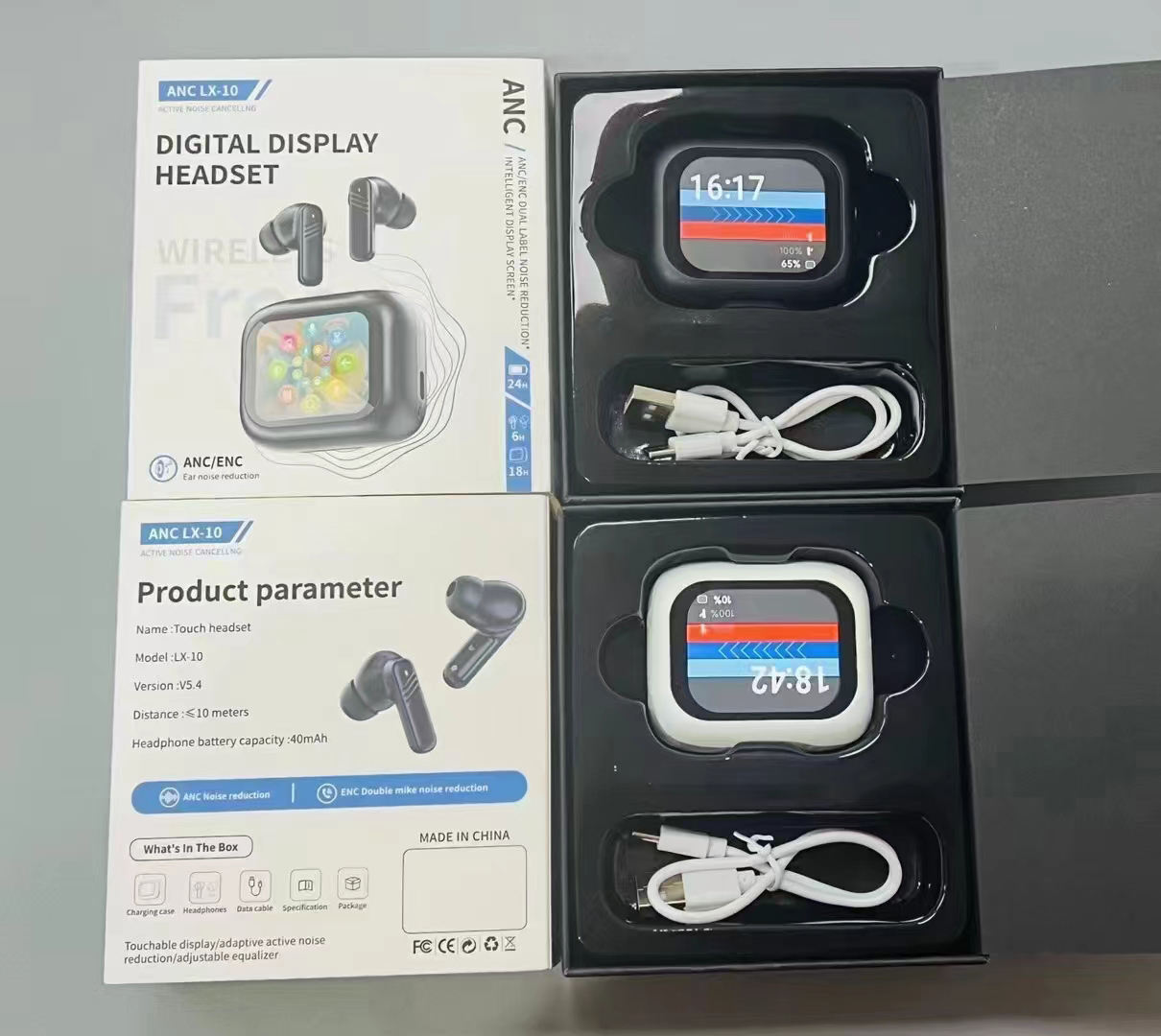 LX-10 BT 5.3 TWS ワイヤレスイヤフォン 300mAh ディスプレイ搭載