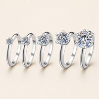 Bijoux en Moissanite Fine 0,5 CT-5 CT en Gros, Anneaux en Argent 925 avec Sertissage à 6 Griffes pour Détaillants
