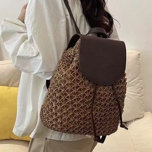 Nouveau sac à dos en paille tressée ajourée pour femme, idéal pour les vacances à la plage et les sorties en bord de mer - Product Image 2