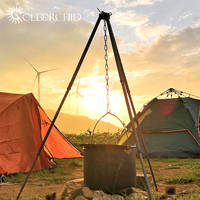 Haute Qualité alumine dure portable pliable sling enchaîné camp cuisson trépied