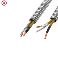 Cable BX de Bajo Voltaje AC90 con Certificación CUL, 14/2 12/2 14/3, Cobre Trenzado con Aislamiento de PVC, Blindaje de Acero Sólido para Calefacción, Canadá