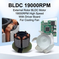 Yüksek Hızlı 9V 19000RPM BLDC Motor Harici Rotorlu Fırçasız Motor, Taşınabilir Fan Soğutma Sistemi için Sürücü Kartlı, OEM Tedarik