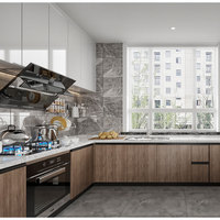 Cuisine modulaire Benovo sur mesure, design moderne, ensemble complet, îlots en bois massif, armoires de cuisine avec comptoir en granit