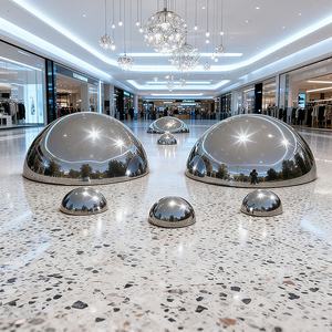 Toptan yüksek cilalı ayna paslanmaz çelik dekoratif küre yarım yuvarlak oyuk bilya bahçe süs için - Product Image 2