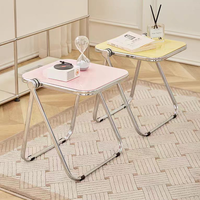 Table basse pliante transparente en plastique, petite table d'appoint simple pour canapé, balcon, chambre à coucher, style nordique, luxe léger