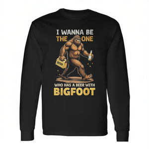 Camiseta de manga larga Beer With Bigfoot Sasquatch para amantes de la cerveza, camiseta para fiestas de bebidas - Product Image 2