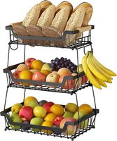 Corbeille à fruits en métal rectangulaire à 3 niveaux, design moderne, détachable, porte-bananes, corbeille à fruits et légumes en métal pour la cuisine
