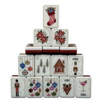 Tuiles de Mahjong de Noël sculptées en acrylique à 4 couches, 160 pièces, exquises, écologiques, durables, portables, pliables, luxueuses, pour la famille