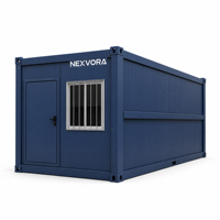 Maison conteneur pliable de 20 pieds, préfabriquée, modulaire, en kit, pour bureau de chantier et espace temporaire