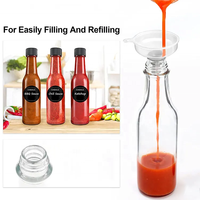Bouteille en verre transparente de 90 ml (3 oz), 150 ml (5 oz), 250 ml (8 oz) pour vinaigre, ketchup, sauce chili piquante avec bouchons en plastique