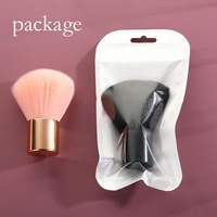 Ensemble de pinceaux de maquillage Vegan Kabuki avec tête plate dorée avec logo personnalisé pour fond de teint correcteur échantillon gratuit cosmétiques de marque privée