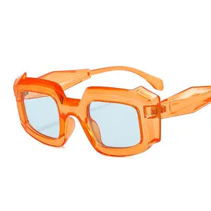 Солнцезащитные очки ADE WU в стиле ретро, Модные индивидуальные квадратные солнечные аксессуары в большой оправе, в итальянском стиле, в толстой оправе, желеобразного цвета, с защитой от ультрафиолета