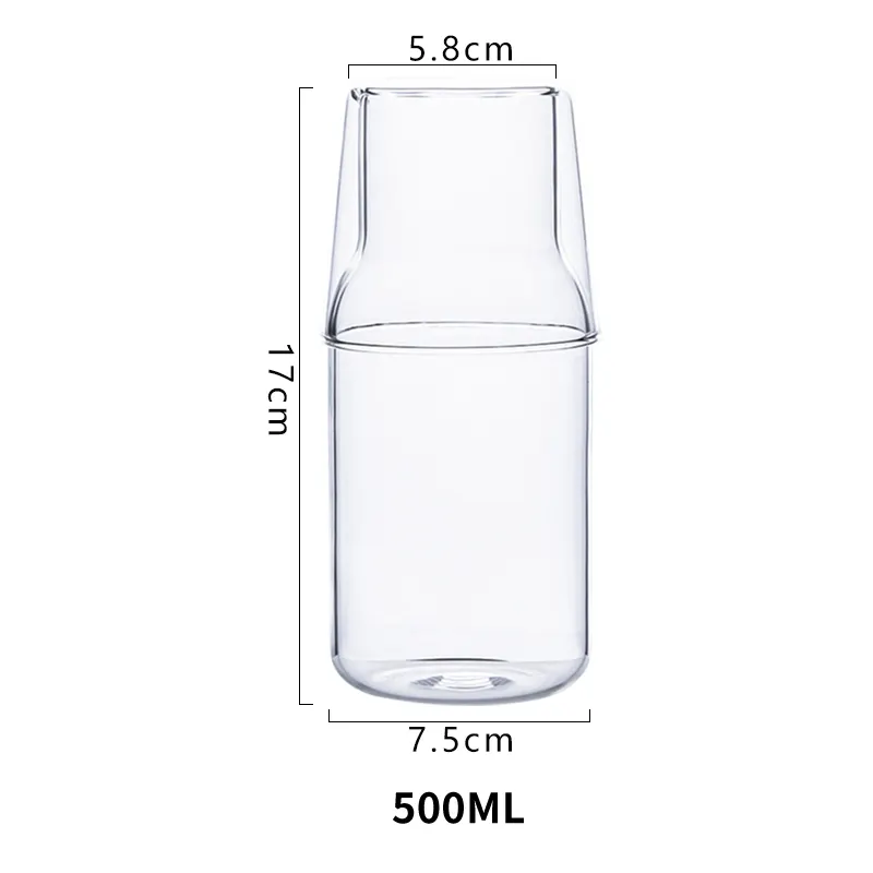 Vente en gros directe ensemble de tasses et de pichets en verre à boire ensemble de pichets à jus d'eau en verre borosilicate avec tasses