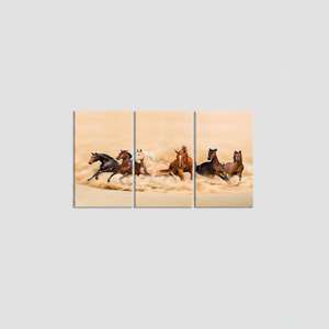 Running Horses <b>Canvas</b> Print: Elegant Farmhouse Animal <b>Wall</b> Art,SET OF 3 <b>CANVAS</b> - Product Image 2