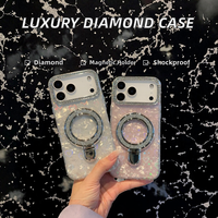 Nouvelle coque de téléphone de luxe avec bordure sertie de diamants, protection magnétique TPU 360° pour iPhone Samsung Vivo