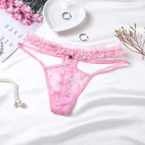 <span class=keywords><strong>Tangas</strong></span> de Encaje Sexy para Mujer al por Mayor, Tanga Transparente con Doble Tirante, Ropa Interior Floral, Lencería Transpirable - Product Image 4