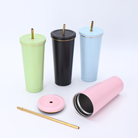 Gobelet isotherme en acier inoxydable de 500 ml avec bord doré, pour le bureau, la vie quotidienne, le café, les voyages, maintien thermique de 6 à 12 heures