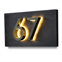 Plaque de porte 3D lumineuse haut de gamme en acier inoxydable, étanche IP65, pour usage extérieur domestique, affichage de texte, décoration pour magasin et restaurant