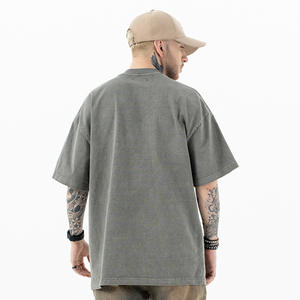 T-shirt pour homme en coton ample à manches courtes, tricoté uni, surdimensionné, délavé à l'acide, design personnalisé, 240 g/m² - Product Image 4