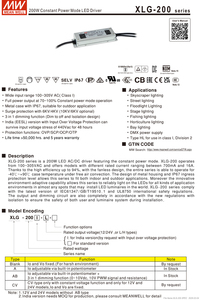 Controlador <span class=keywords><strong>LED</strong></span> <span class=keywords><strong>MEANWELL</strong></span> IP67 a Prueba de Agua MEAN WELL XLG-200-H-AB <span class=keywords><strong>200W</strong></span> 27-56V 3 en 1 con Función de Atenuación para Alumbrado Público y Horticultura - Product Image 6