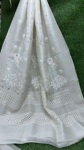 Belle douce pure soie organza Saree Chikan brodé à la main doré Mukesh personnalisé Dyeble couleur Blouse collection traditionnelle - Product Image 5