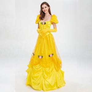 Robe de princesse <span class=keywords><strong>Belle</strong></span> La <span class=keywords><strong>Belle</strong></span> et la Bête pour filles, jaune, style gâteau, pour Noël, costume de scène - Product Image 4