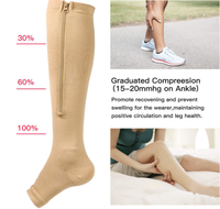 Nouvelles Chaussettes de Compression à Bout Ouvert avec Fermeture Éclair pour Soutien des Jambes et Genoux
